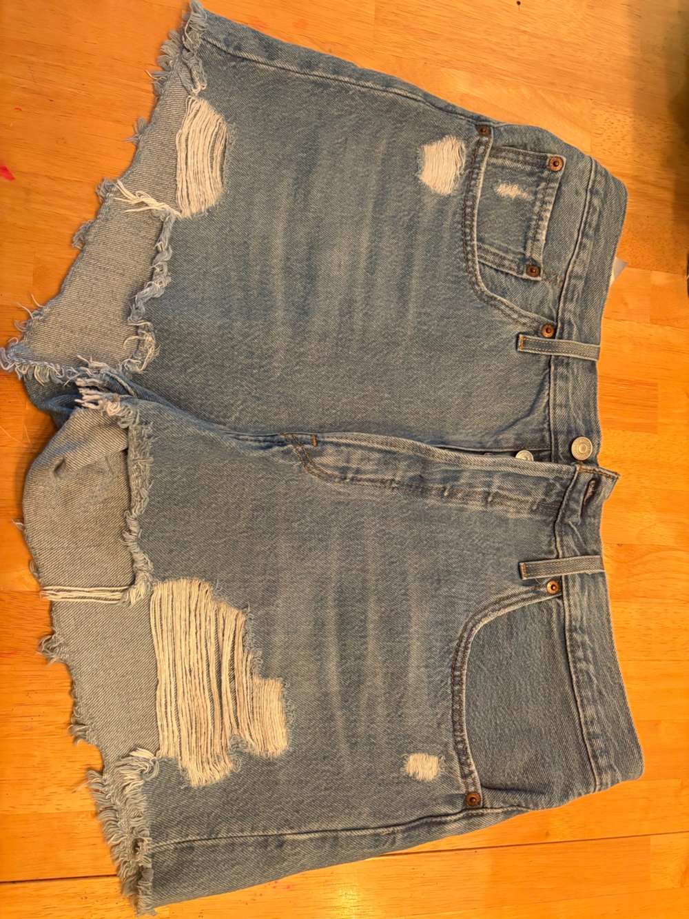 Levi's Light Blue Distressed Denim Jean Shorts
